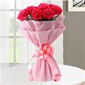 8 Red Carnation with Pink Paper Packing by FNP