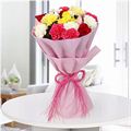 10 Carnations and 5 Roses with Pink Paper Packing by FNP