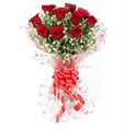 10 Red Roses with Cellophane Packing by FNP