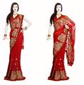 Heavy embroiedry Red Saree