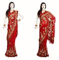 Heavy embroiedry Red Saree