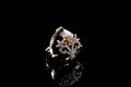 Black Heart Shape Golden Brass Ring