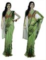 Parrot Green  Printed Georgette Saree