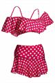 Two Piece Polka Dots Swimsuit - Red and White