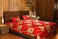 Red Floral King Size Bedsheet With Pillow Cover