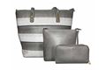 Faux Leather Handbags (Set of 3)- Grey