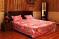 Flower Printed Bed Sheet in Pink Color-King Size