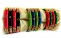 Multicolor Silk Thread Designer Bangle Set (Set of 4) - KPCBangles1