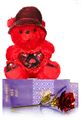 Red Teddy with Checkprint Hat & Red Rose from Hallmark