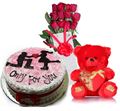 Love Combo 2 with Island of Stream (Rose Bouquet), a Red Teddy and Red Velvet Cake from Chef's