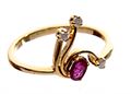 18-Carat Gold Ring with Ruby and Three Diamonds