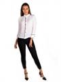 Bella Jones White Long Sleeve Blouse with Contrast Piping-SA032W