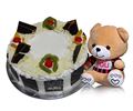 White Forest Cake from Chefs (1 Kg) & Small Brown Teddy Bear