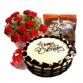 Mocca Cream Cake from Chefs (1 KG) with 12 Red Carnations from FNP and Arcor Butter Toffees (Cafe/Coffee)