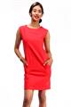 Bella Jones Red Sleeveless linen Pencil Dress-SA034R