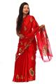 Plain Chinnon Silk Saree With Thread And Zari Embroidery And Zari Weaved Border - SareeOWWY-6