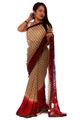 Plain georgette Saree with thread embroidery work and lace border - SareeBYED-1