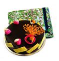 Light Green & Black Georgette Saree with Floral Print and Chocolate Cake from Soaltee Crowne Plaza (1 KG)