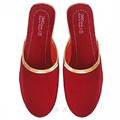 Ladies Red Makhamali Slippers