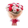 25 Mix Carnations with Pink Paper Packing by FNP