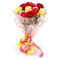 10 Mix Carnations with Cellophane Packing by FNP