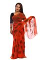 Printed Chiffon Saree with Thread Work and  Zari Border with Stone Work - SareeNiva-01-1
