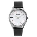 White Dial Leather Strap Watch - 77063SL04