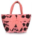 Pink with Elephant Print Cotton Bag - NB52-2043