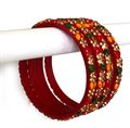 Red Bangles with Various Crystals