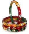 Tricolor Bangles with Flower-shaped Crystals