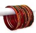 Red Bangles with Colorful & Golden Artwork 2