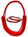 Red Multi Layer Potey Necklace with Crystal Bangles
