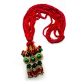 Red Chulthi with Red, Silver and Green Tassels