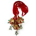 Red Chulthi with Big Golden Heart Shaped Tassels