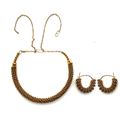 Brown Metal Woven Necklace Set