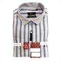 CEO Men's Blue and White Striped Shirt