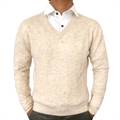 Cream Wool-blend Men's Sweater (Cashmere blend)