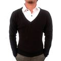 Black Wool-blend Mens Sweater (Cashmere blend)
