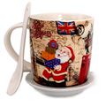 Red Santa Ceramic Mug with Spoon