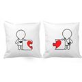 Red Heart Shaped Puzzle Couple Cushion