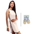 BJ White Linen Dress with Contrast Piping and Korean Earrings