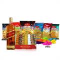 Holi Package with Sweets, Whisky, Snacks and Colors