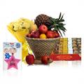 Rameshwaram Sweets, Fruit Basket, Card and Carnations 
