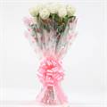 12 White Roses in Cellophane Packing