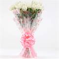 20 White Roses in Cellophane Packing