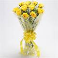 12 Yellow Roses in Cellophane Packing