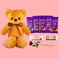 Chocolate Delights with Brown Teddy and Rose