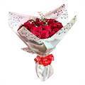 40 Red Roses with Baby's Breath Flowers in Soft Paper Packing