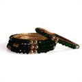 Green Crystal and Golden Studs Bangles (2 Pairs)